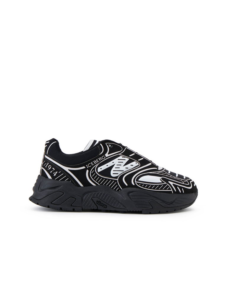 Men's Kakkoi Sketch Black Sneakers | Iceberg - Official Website