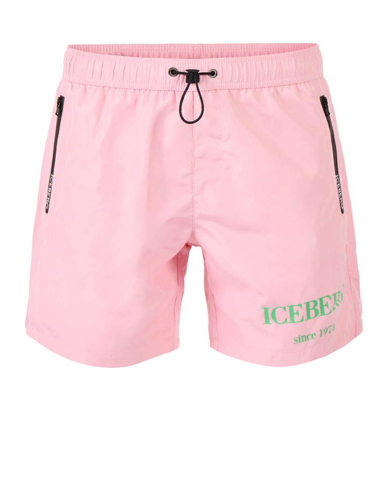 Pink heritage logo swim shorts - Beachwear | Iceberg - Official Website