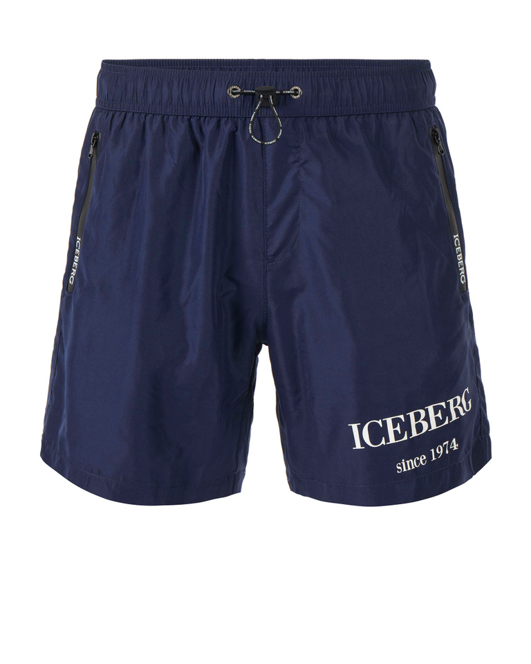 Blue heritage logo swim shorts - Beachwear | Iceberg - Official Website