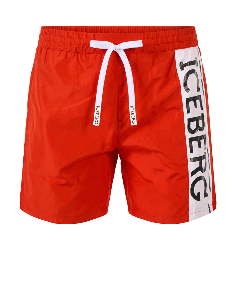 Coral colourblock logo swim shorts - Beachwear | Iceberg - Official Website