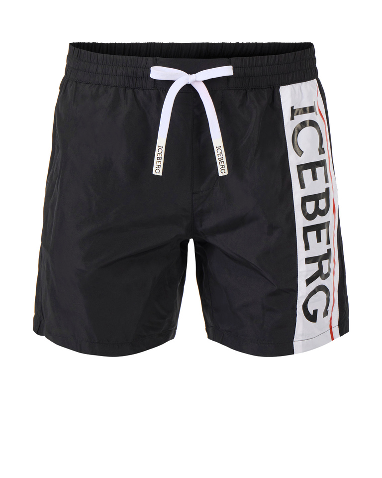 Black colourblock logo swim shorts - Beachwear | Iceberg - Official Website