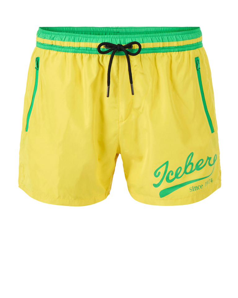 Yellow baseball logo swim shorts - Beachwear | Iceberg - Official Website