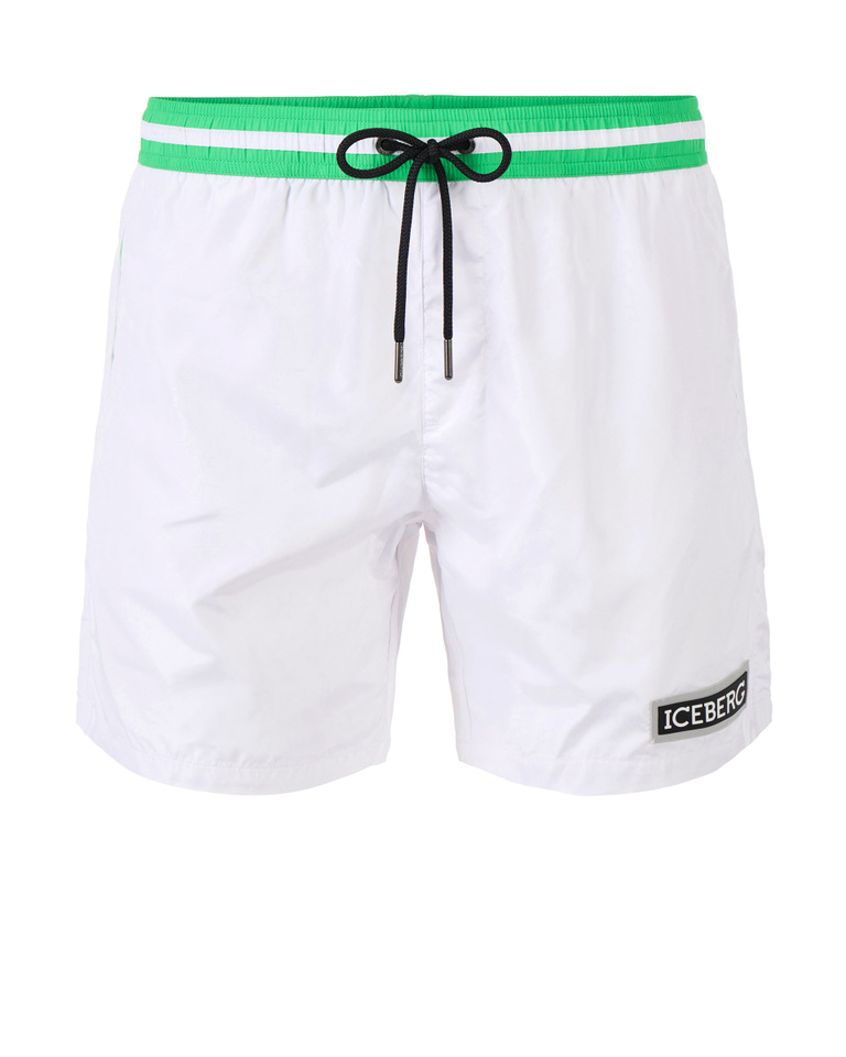White institutional logo swim shorts - Beachwear | Iceberg - Official Website