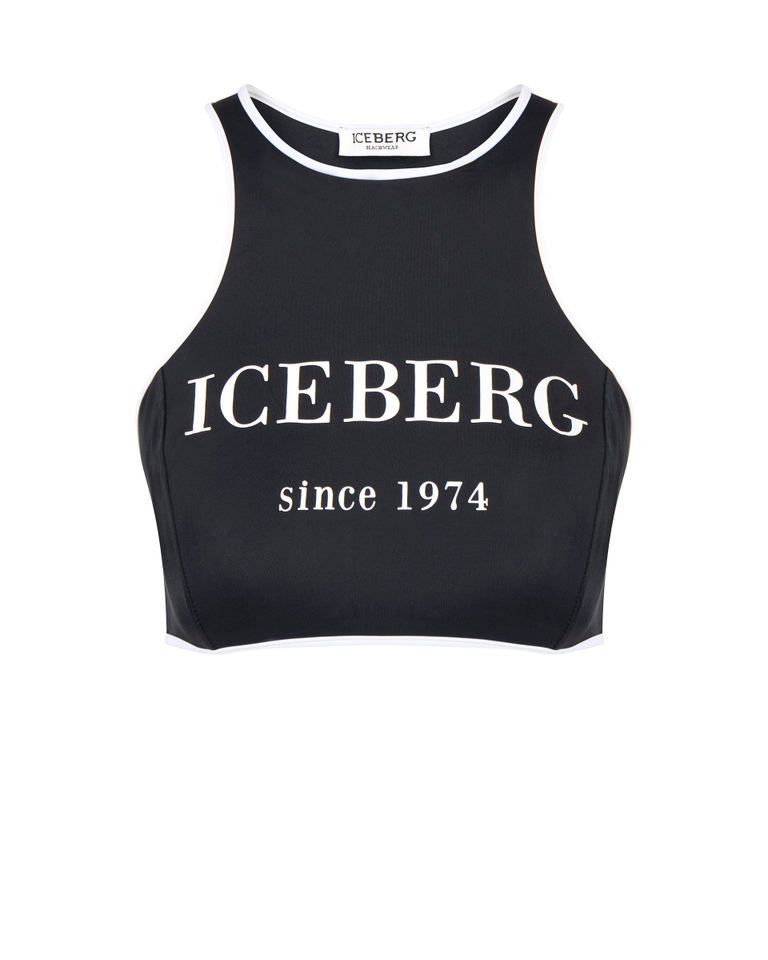 Heritage logo black bikini sport bra - Beachwear | Iceberg - Official Website
