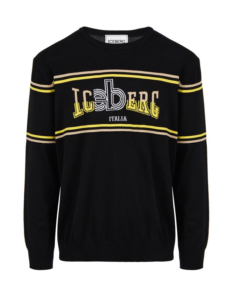 Black sweater with 3D varsity logo - CB VARSITY  | Iceberg - Official Website