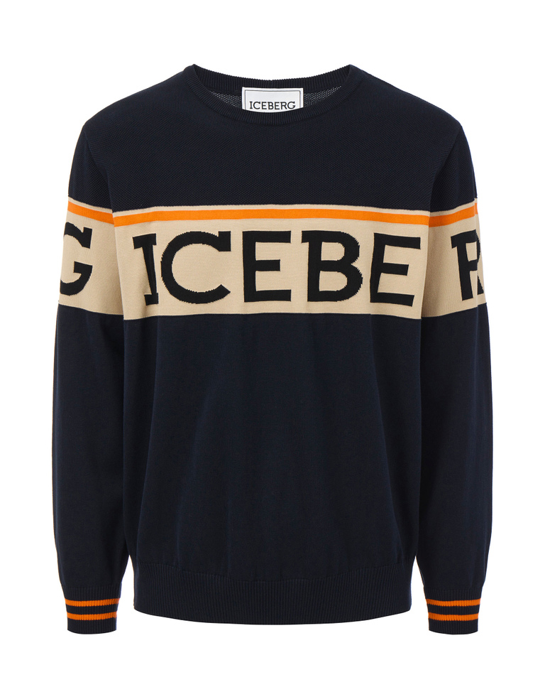 Institutional logo black knit sweatshirt - Knitwear | Iceberg - Official Website