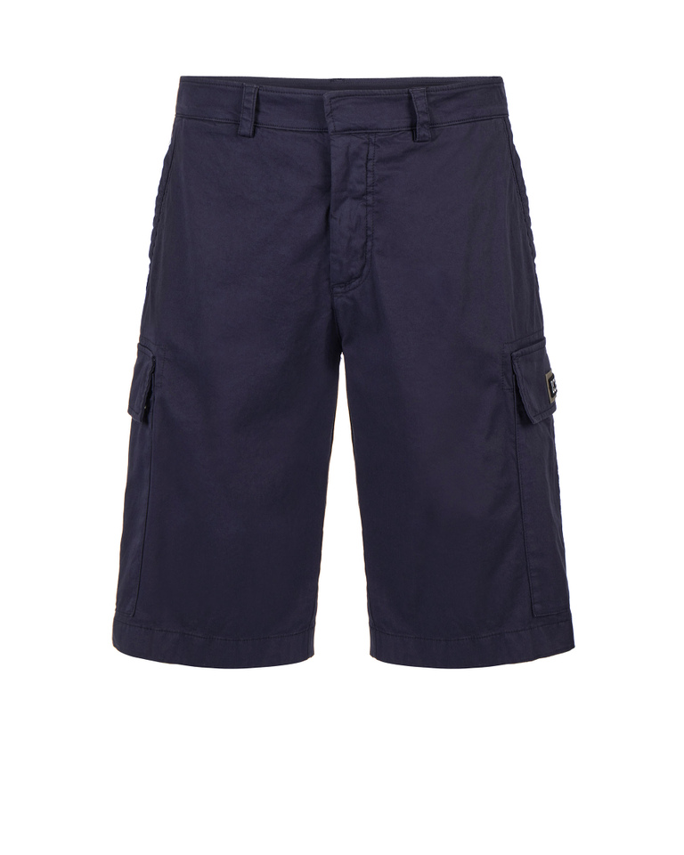 Blue melange cargo shorts with pockets - Clothing | Iceberg - Official Website