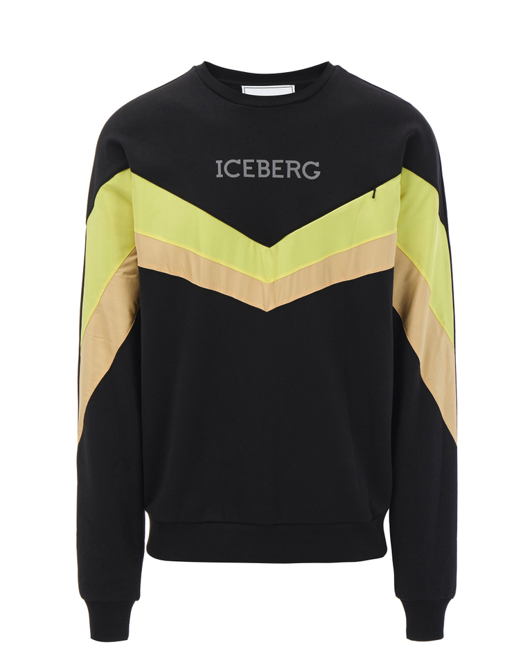 Black Sweatshirt with Reflective Logo - Clothing | Iceberg - Official Website