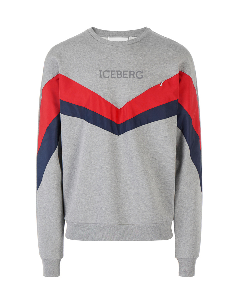 Grey Sweatshirt with Reflective Logo - CB VARSITY  | Iceberg - Official Website