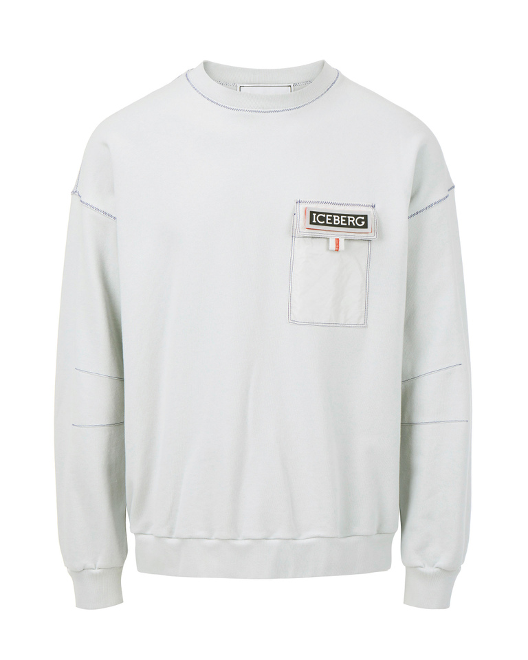 Cotton sweatshirt with reflective logo - Man | Iceberg - Official Website