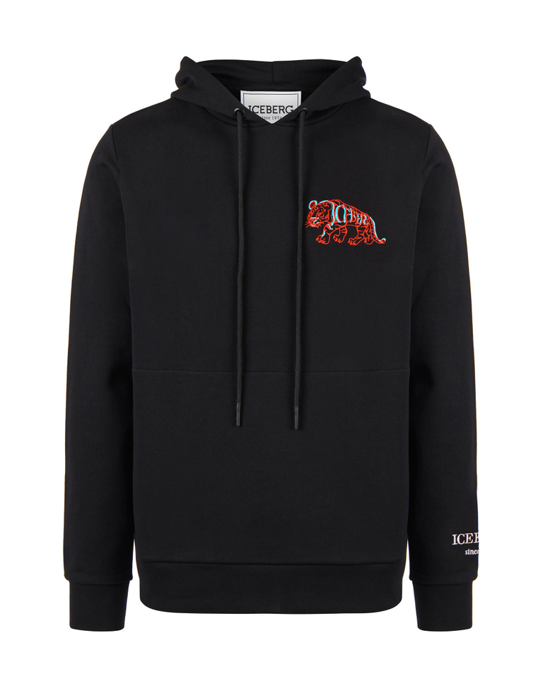 CNY Tiger hooded black sweatshirt - Clothing | Iceberg - Official Website