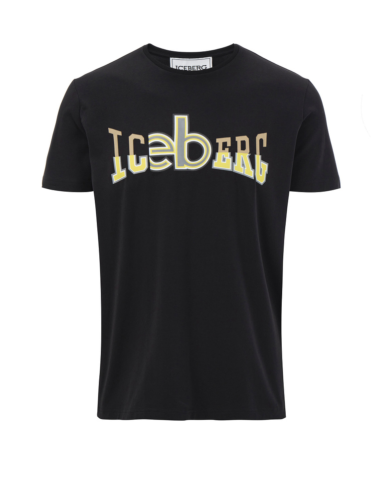T-shirt nera logo effetto 3D | Iceberg - Official Website