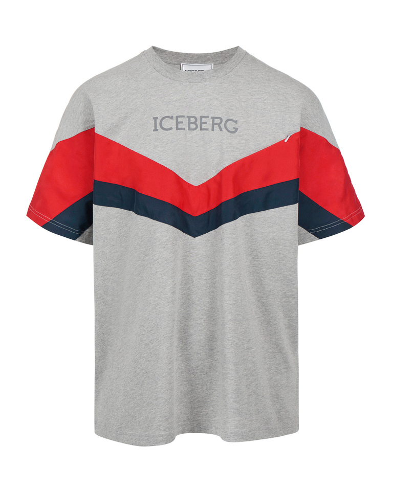 T-shirt grigia con logo riflettente - CB VARSITY  | Iceberg - Official Website