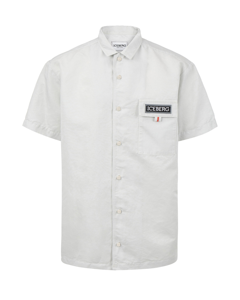 Linen blend shirt with reflective logo - shirts | Iceberg - Official Website