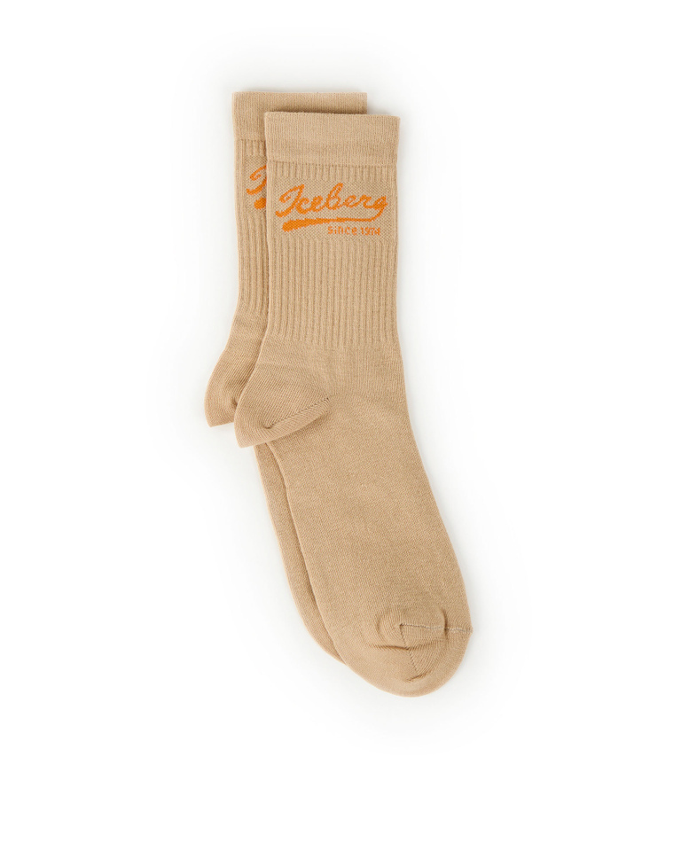 Beige socks with Baseball Logo - socks | Iceberg - Official Website