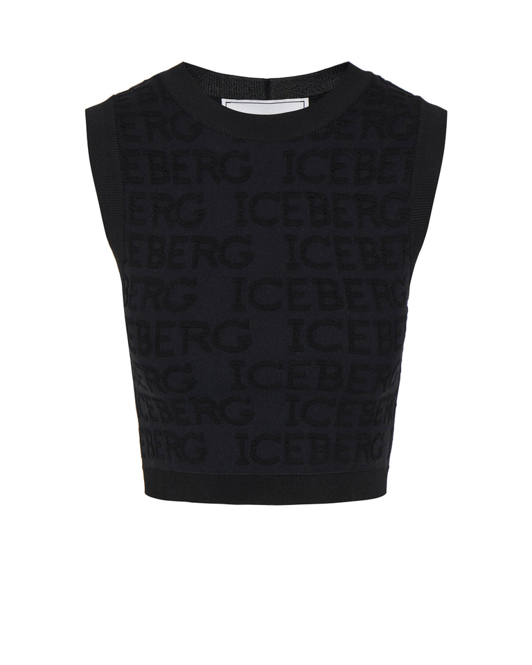 Black tank top with 3D effect logo | Iceberg - Official Website