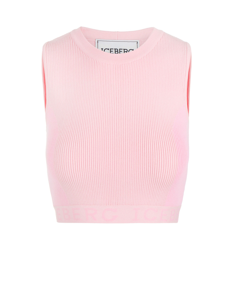 Pink knit crop top - T-shirts and tops | Iceberg - Official Website