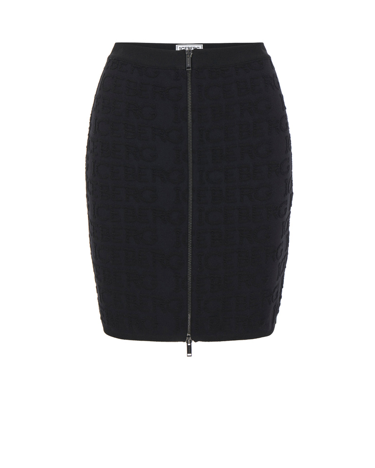 Black mini skirt with 3D effect logo - Dresses & Skirts | Iceberg - Official Website