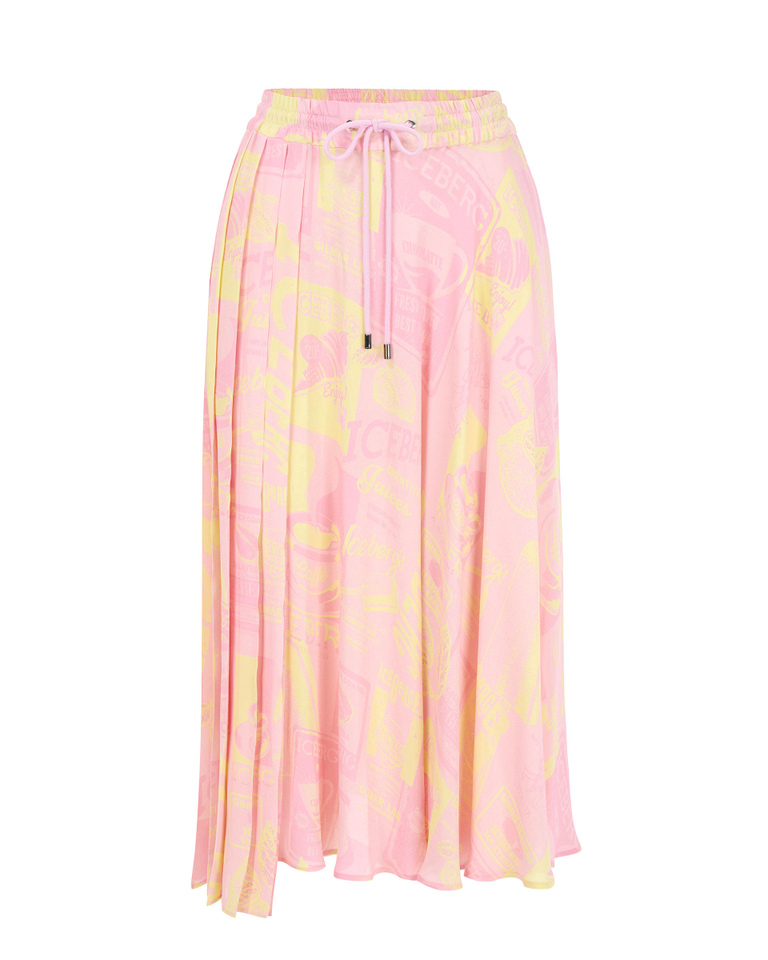 Pink Coffee Print Skirt - Dresses & Skirts | Iceberg - Official Website