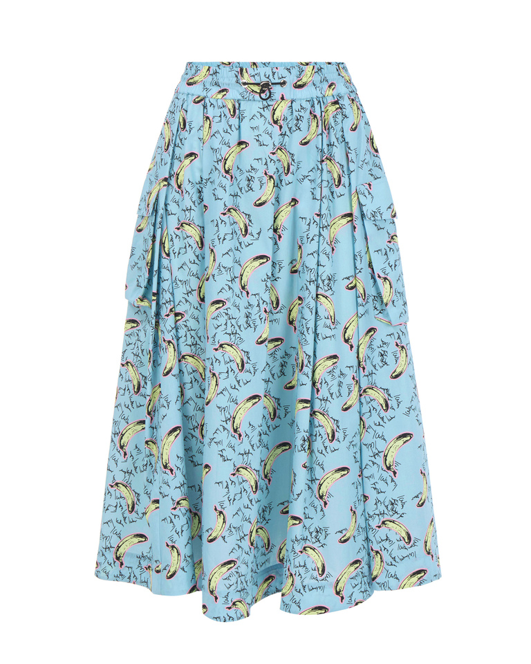 Blue wide skirt with banana print - Dresses & Skirts | Iceberg - Official Website