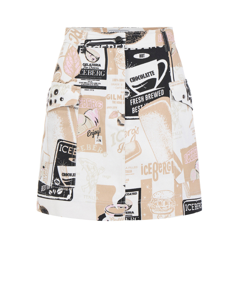Coffee Print Mini Skirt - PREVIEW WOMAN | Iceberg - Official Website
