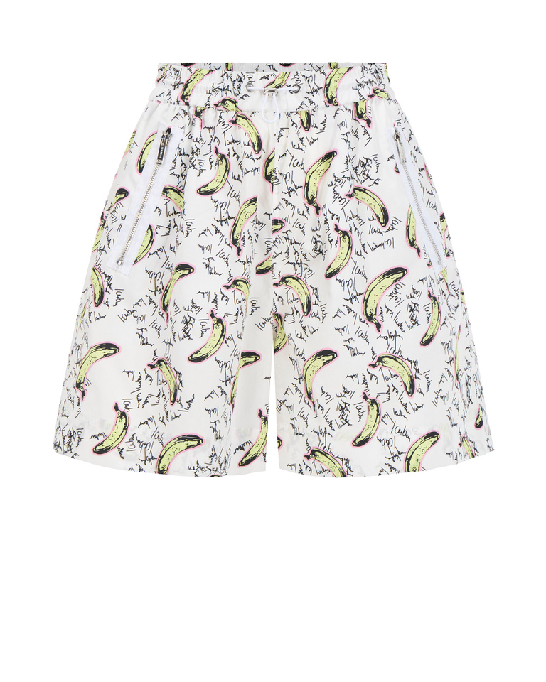 White banana print shorts - Trousers | Iceberg - Official Website