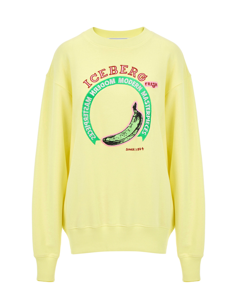 Yellow sweatshirt with banana motif - Woman | Iceberg - Official Website