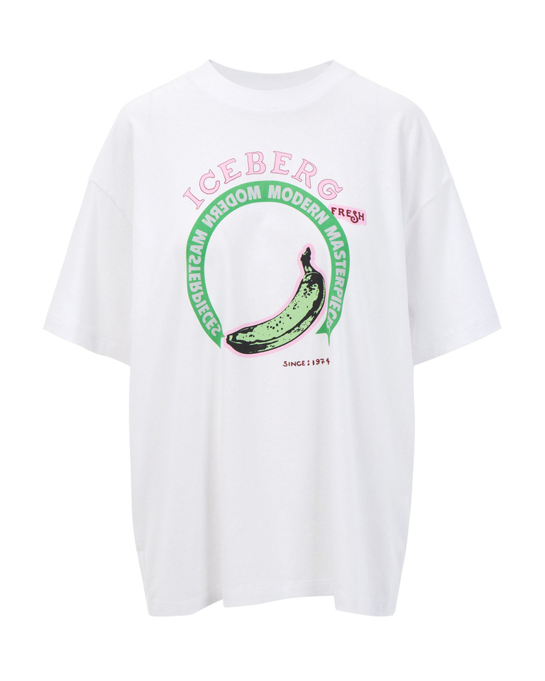 T-shirt bianca motivo Banane - Abbigliamento | Iceberg - Official Website
