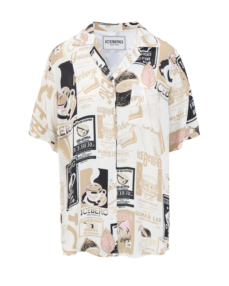 Short-sleeved coffee print shirt - PREVIEW WOMAN | Iceberg - Official Website