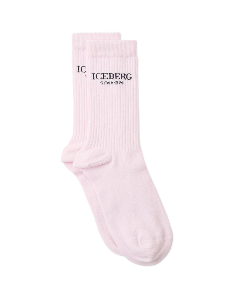 Pink socks with heritage logo - socks | Iceberg - Official Website