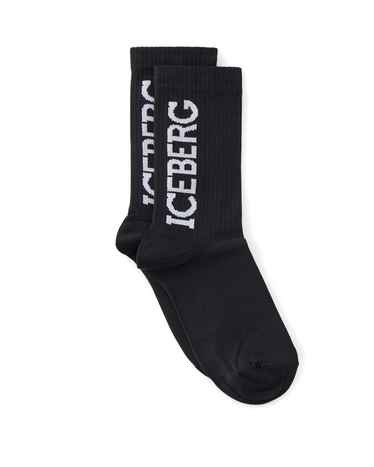 Black cotton socks with logo - socks | Iceberg - Official Website