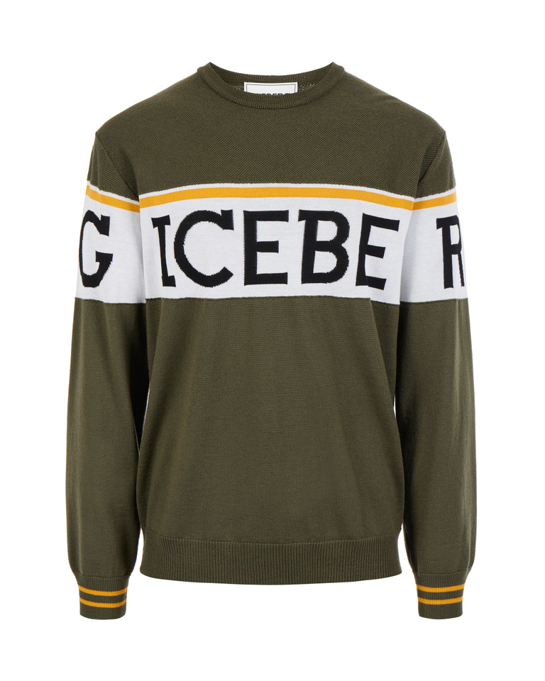 Sage carryover sweater with logo - Knitwear | Iceberg - Official Website