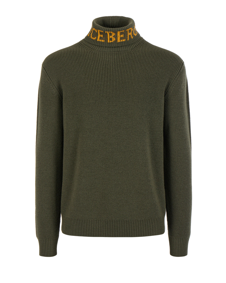 Sage turtleneck logo sweater - Knitwear | Iceberg - Official Website