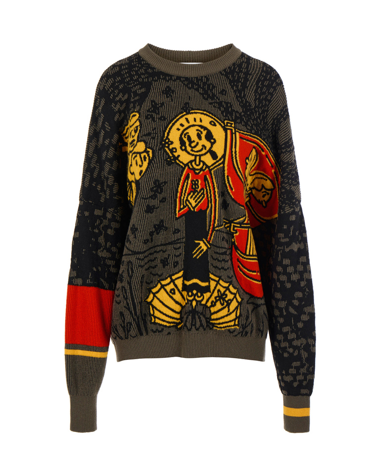 Olive graphic green sweater - Popeye selection | Iceberg - Official Website