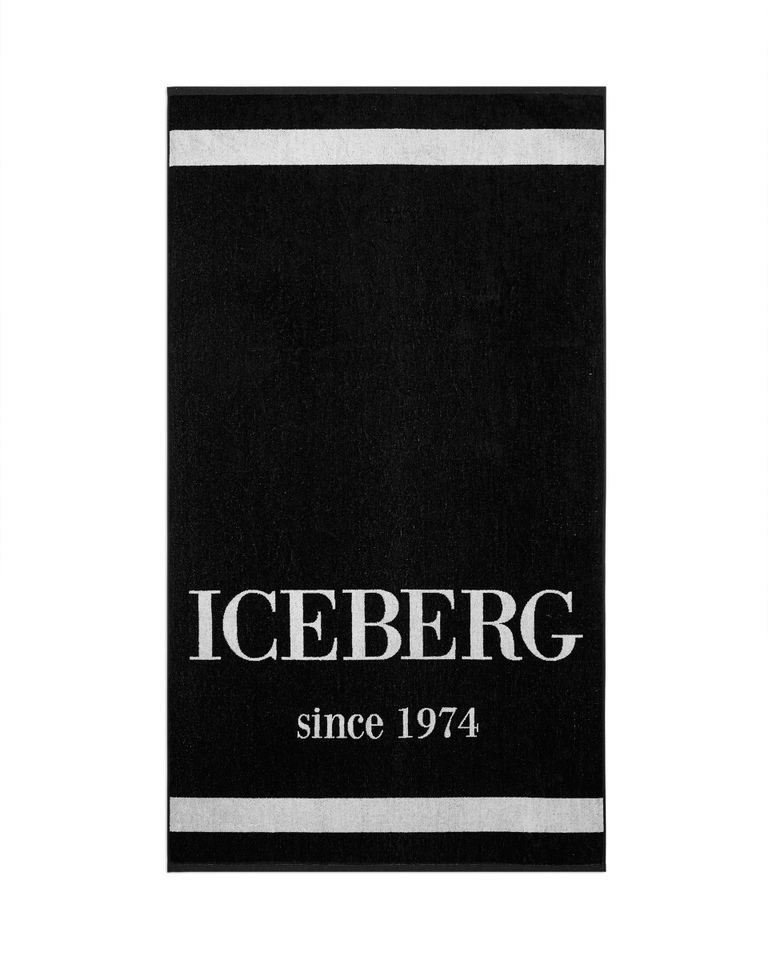 Heritage logo black beach towel - carosello HP man accessories | Iceberg - Official Website