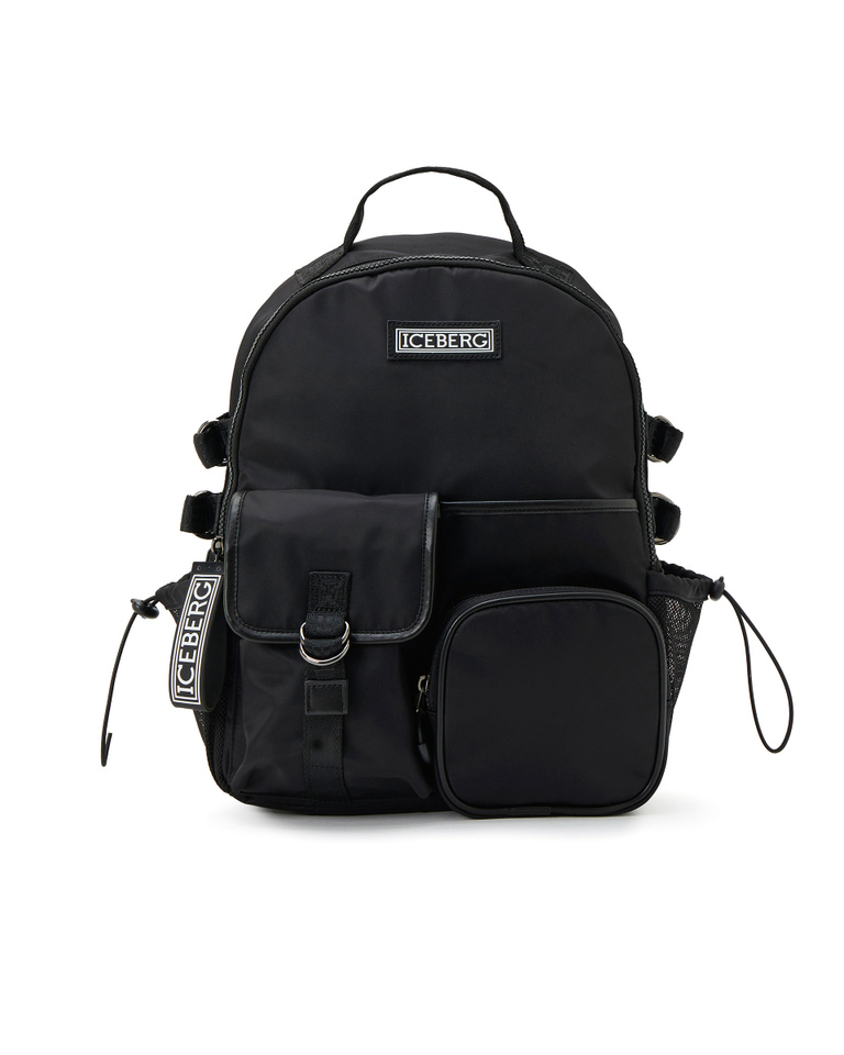 Black rucksack with pockets and logo - promo 50% step 3 | Iceberg - Official Website
