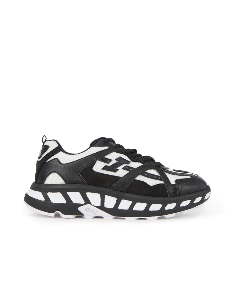 Multicoloured black and white sneakers with mesh uppers - Shoes | Iceberg - Official Website