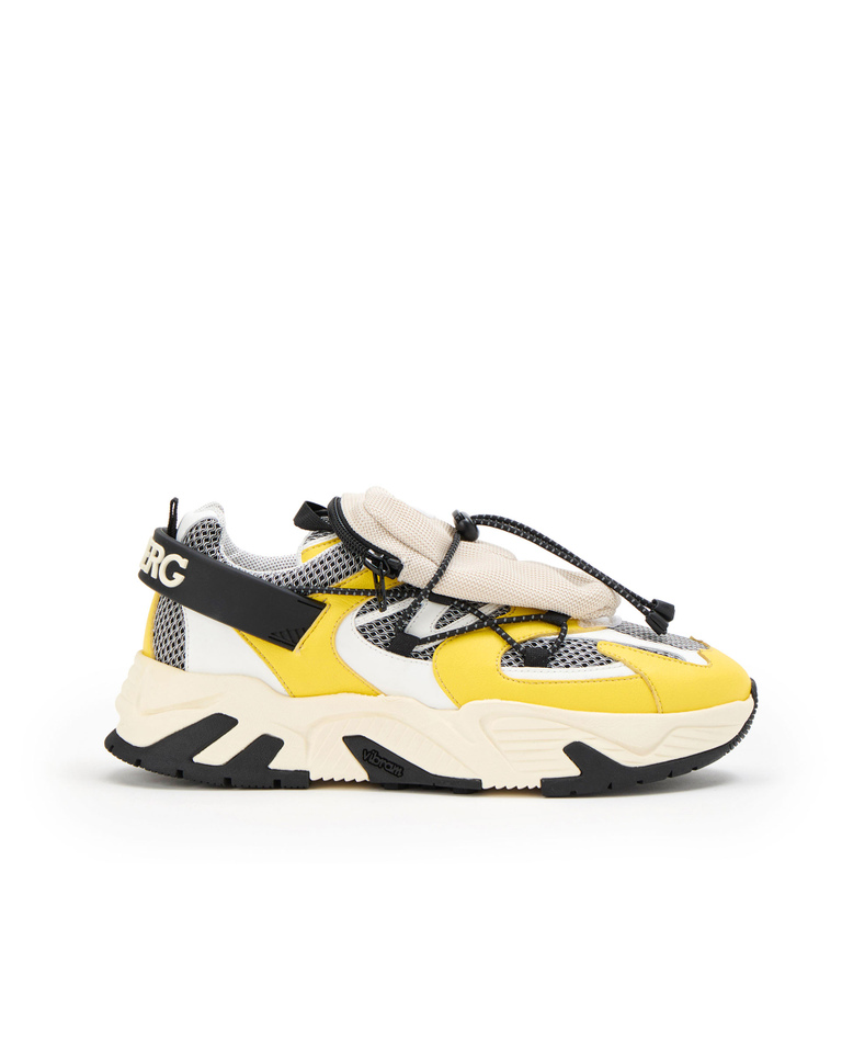 Multicoloured sneakers with leather panels, mesh upper, toggle fastening and neon trims - per abilitare | Iceberg - Official Website