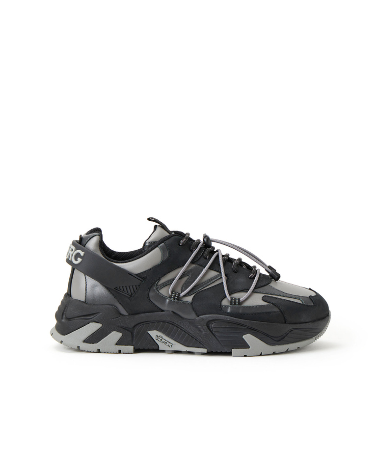 Men's black and grey twin lace-up trainers - Shoes | Iceberg - Official Website