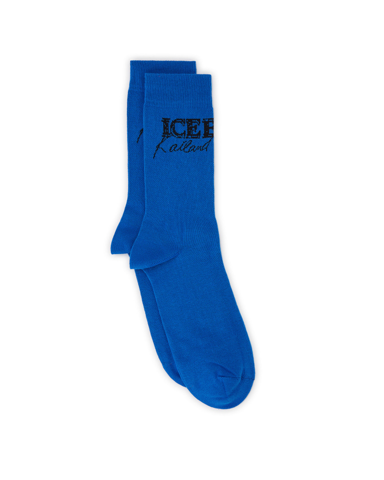 Men's blue KAILAND O. MORRIS cotton socks with embroidered logo - Socks | Iceberg - Official Website