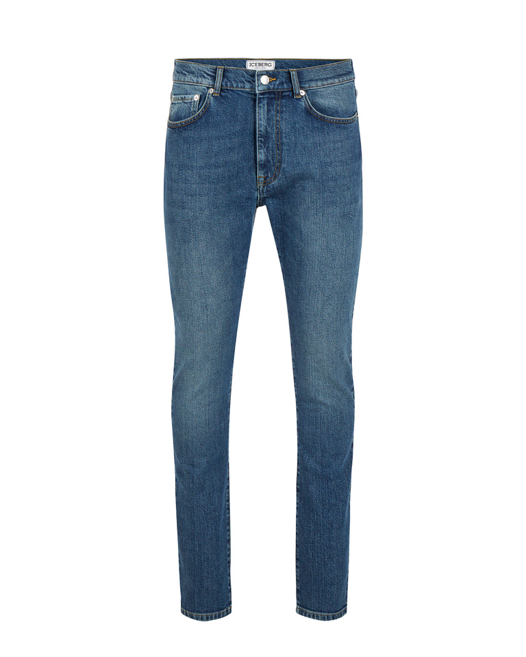 Men's blue skinny fit jeans with Iceberg Rock's Peanuts graphic - Trousers | Iceberg - Official Website