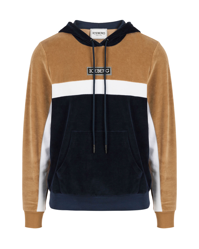 Men's multicolour chenille hoodie with patch logo on front - Men's Outlet | Iceberg - Official Website
