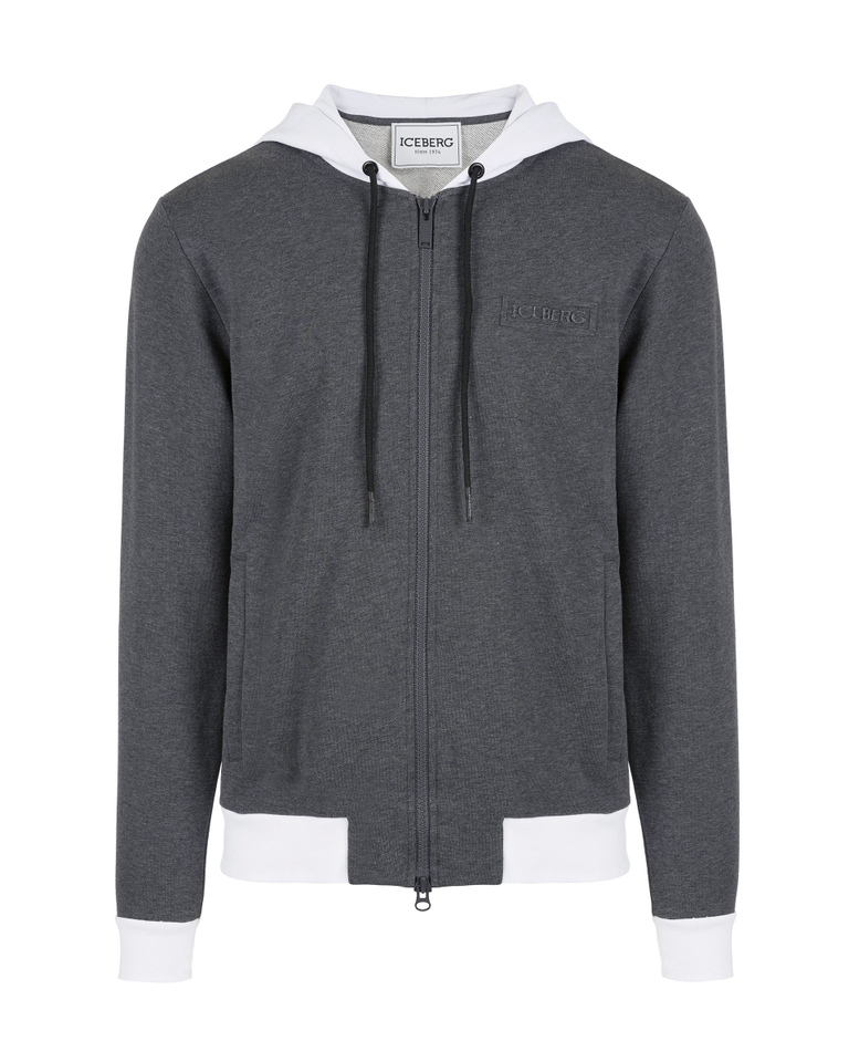 Men's hoodie in grey and white with Snoopy graphics on back - sweatshirts | Iceberg - Official Website