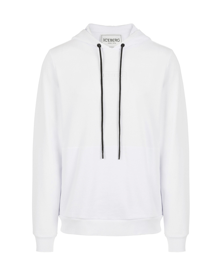 Men's white hoodie with embossed 3D logo - sweatshirts | Iceberg - Official Website
