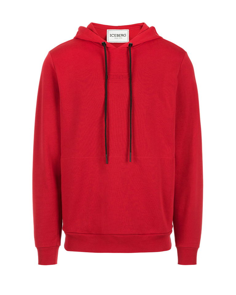 Men's bordeaux hoodie with embossed 3D logo - sweatshirts | Iceberg - Official Website