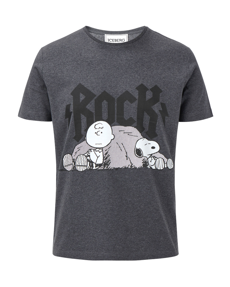 T-shirt uomo in cotone effetto vintage, con stampa "Iceberg Rocks Peanuts" e maxi logo Iceberg Rock - extra 20% outlet | Iceberg - Official Website