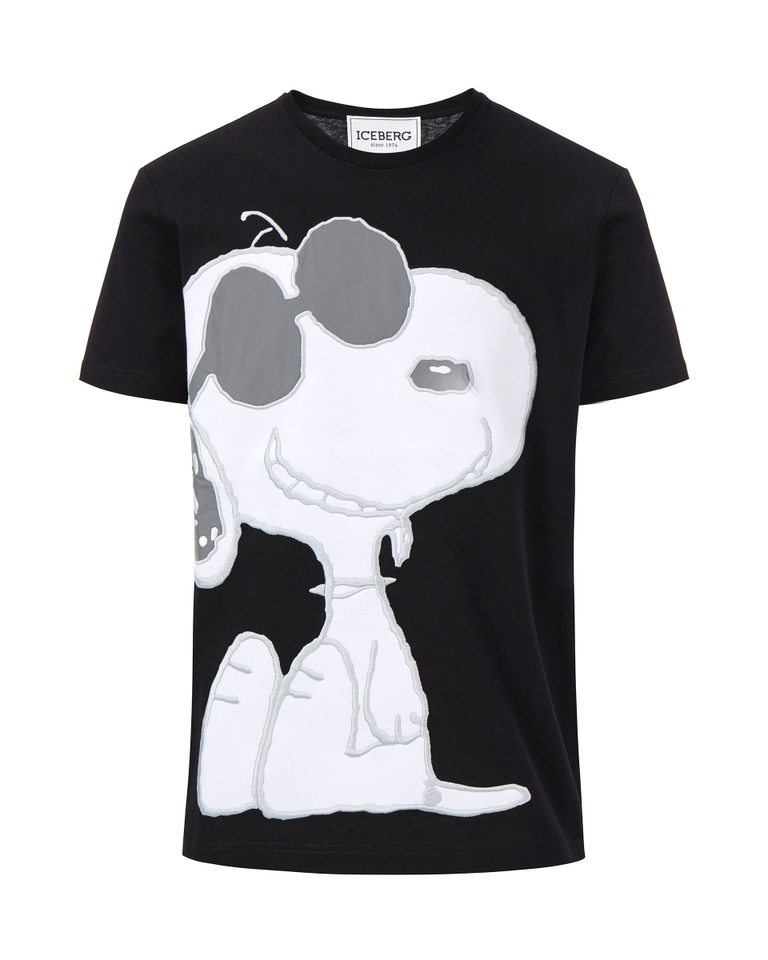 T-shirt uomo in cotone nera con maxi grafica Snoopy e logo 3D - extra 20% outlet | Iceberg - Official Website