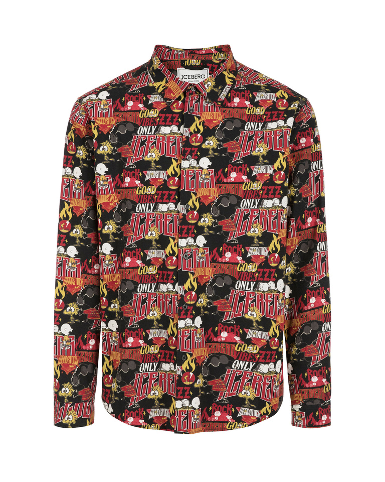 Men's multicoloured long sleeved shirt in ribbed cotton with Peanuts graphics - Shirts | Iceberg - Official Website