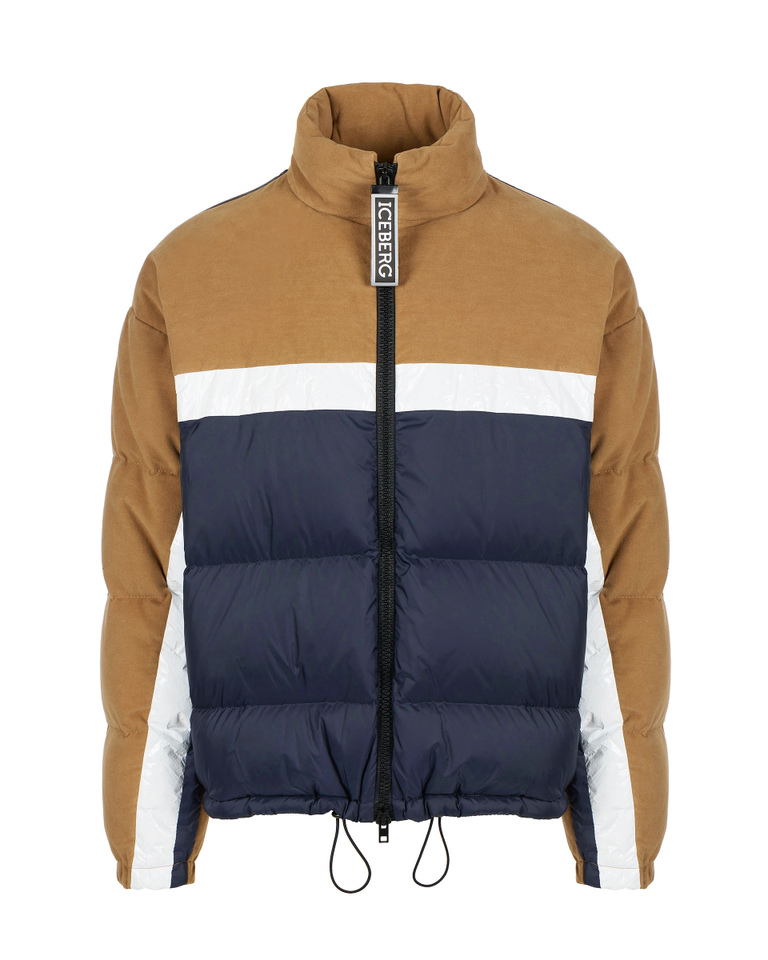 Men's mixed-material padded jacket in contrasting colours - Jackets | Iceberg - Official Website