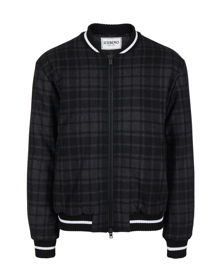 Men's checkered grey and white wool bomber jacket - Jackets | Iceberg - Official Website
